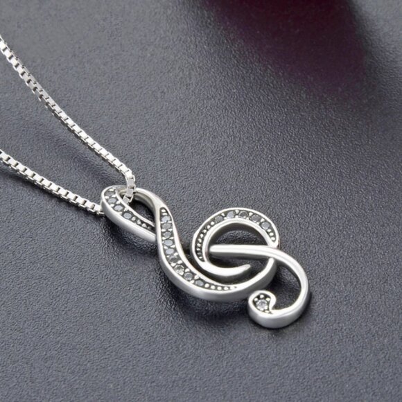 Musical Note Silver Necklace - Picture 8 of 8